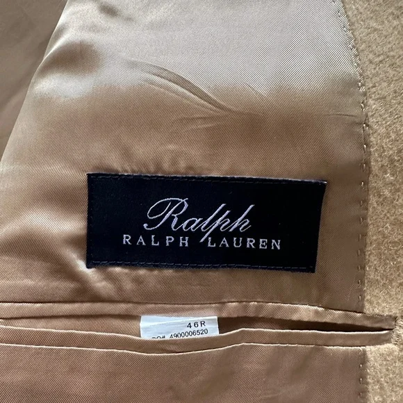 Ralph Lauren Men Blazer Jacket Beige %100 Camel Hair from Italy Size 46R